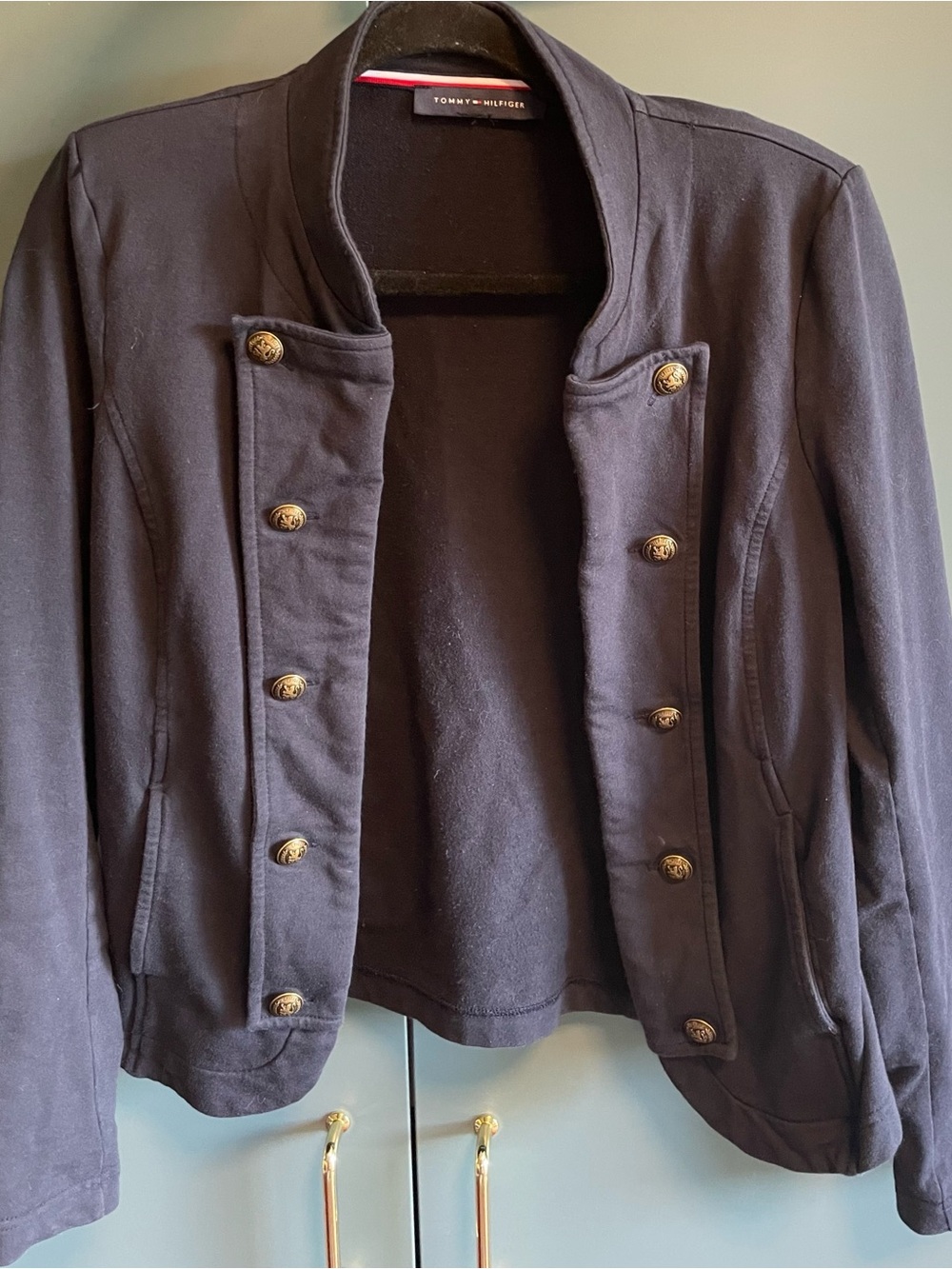 Tommy Hilfiger Navy Military-Style Double-Breasted Blazer